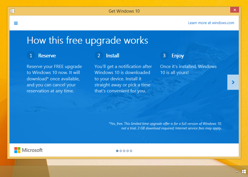 Windows 10 upgrade offer